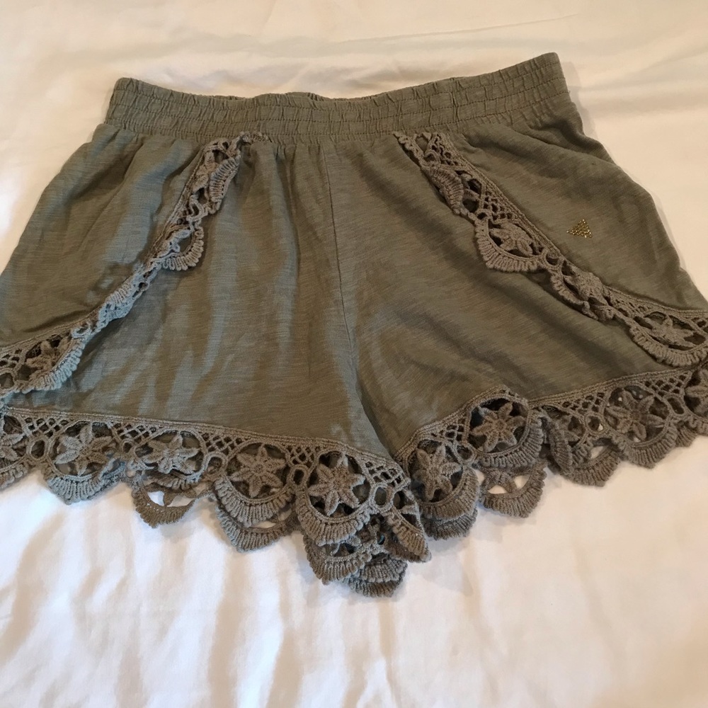 Guess Kids Olive Green Cotton Shorts - L